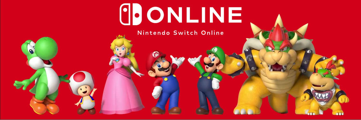 Nintendo Switch Online logo with Mario characters.