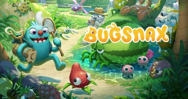 Bugsnax logo shown with characters from the game.