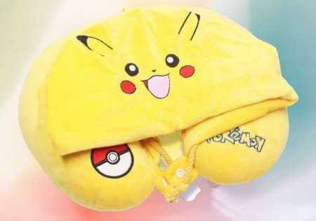 Pikachu neck pillow with hood