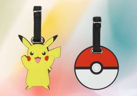 Pikachu and poke ball luggage tags are a great gift for traveling gamers
