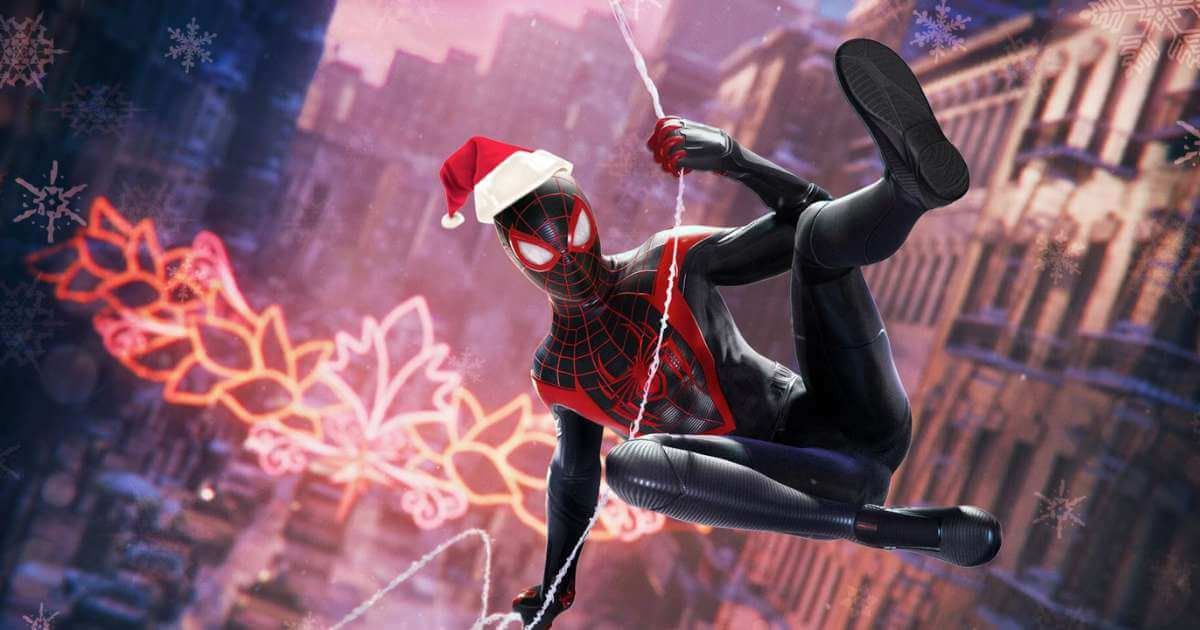 Miles Morales as Spider-Man during Christmas in New York City