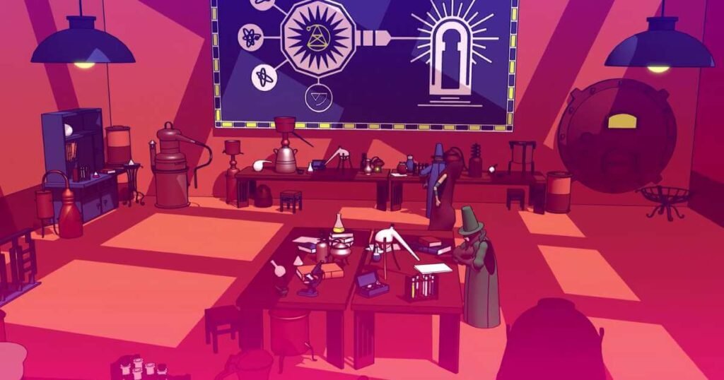 Screenshot from the Alchemists level in Chants of Sennaar