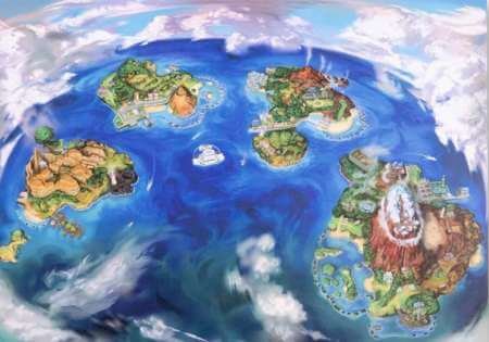 Map of the Alola region in Pokemon.