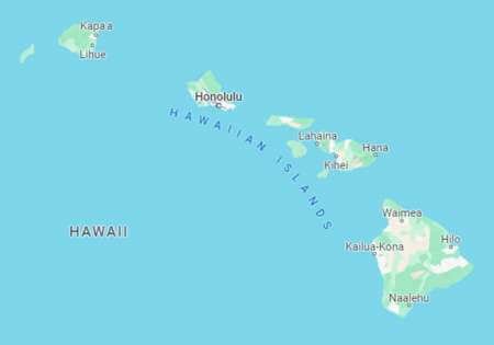 Map of the Hawaiian islands.