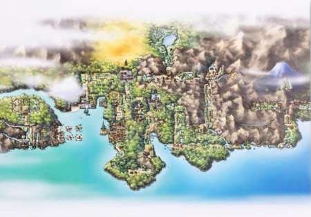 Map of the Johto region in Pokemon.