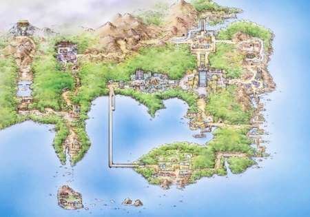 Map showing the Kanto region in Pokemon.